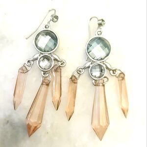 Dangle Faux Crystal Deco Style Prism Chandlier Drop Earrings